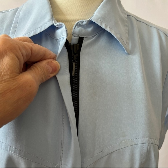 NANETTE LEPORE DRESS LT BLUE 8 ZIP FRONT SPORTY RETRO COASTAL GRANDMA CASUAL - Picture 6 of 12